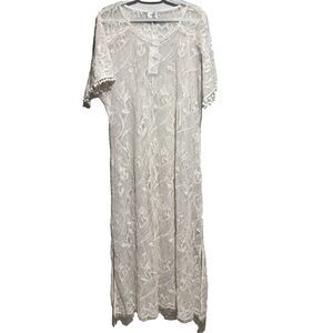 NWT Johnny Was Jade Cream Sawyer Lace‎ Midi Dress Short Sleeve Boho Dress Medium